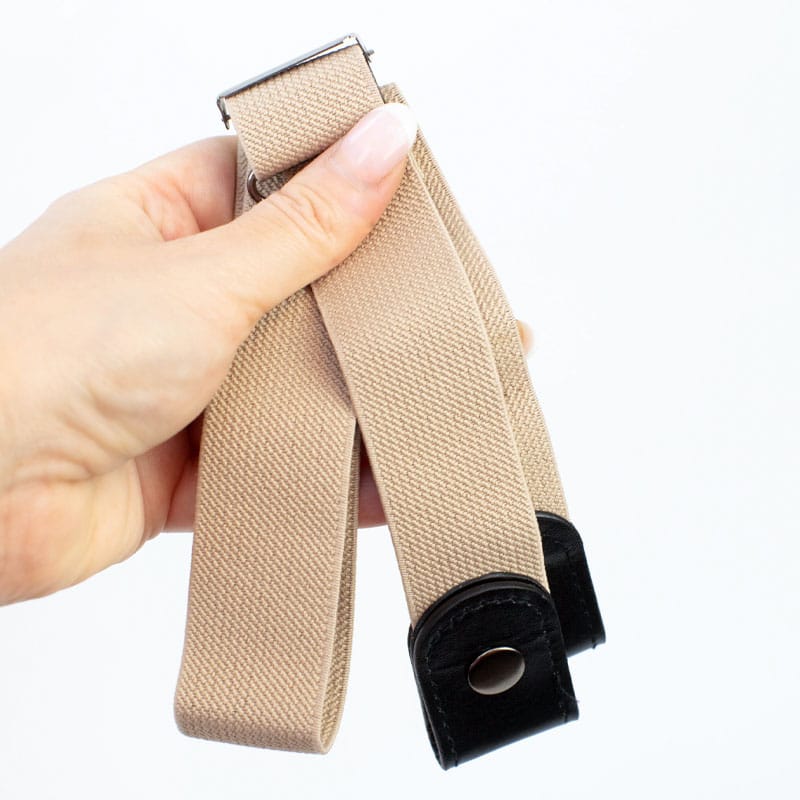 Ceinture élastique sans boucle – Maintient le pantalon en place - Beige – Modèle adulte