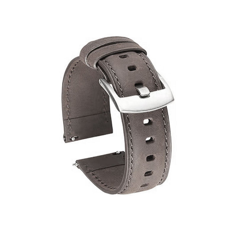 Bracelet de montre à attache rapide – Installation sans outil - Cuir , 20 mm , Gris