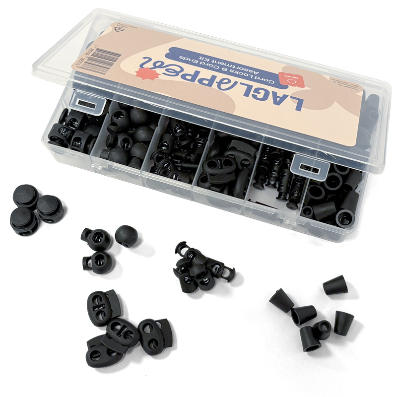 Arrêt de cordon & embouts – Coffret d'assortiment de 160 pièces